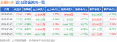 股票行情快报：卫星化学（002648）5月29日主力资